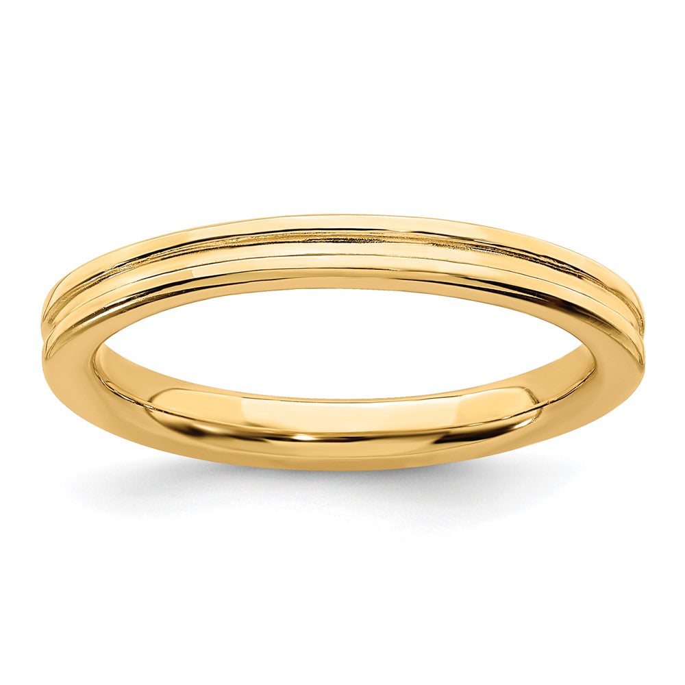 Sterling Silver Stackable Expressions Gold-plated Grooved Ring