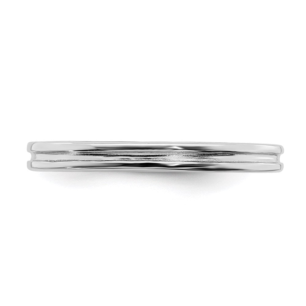 Sterling Silver Stackable Expressions Rhodium Grooved Ring