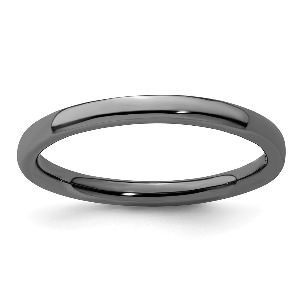 Sterling Silver Stackable Expressions Black-plated Polished Ring