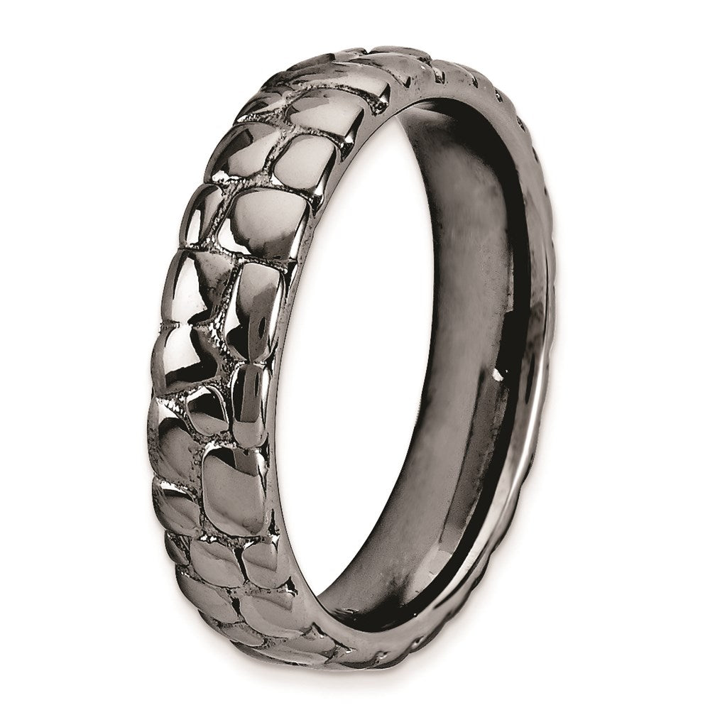 Sterling Silver Stackable Expressions Black-plated Ring