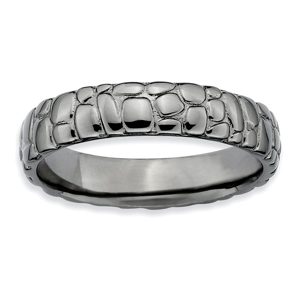 Sterling Silver Stackable Expressions Black-plated Ring