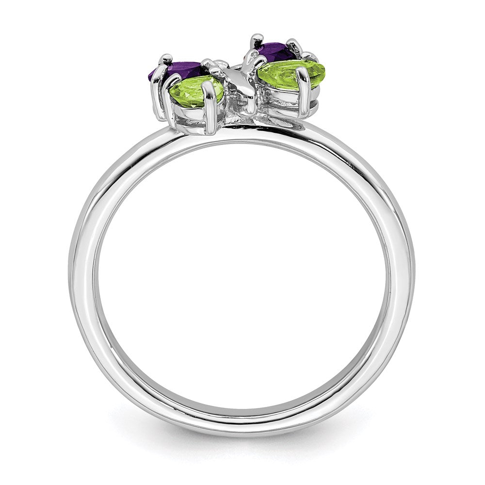 Sterling Silver Stackable Expressions Amethyst & Peridot Butterfly Ring