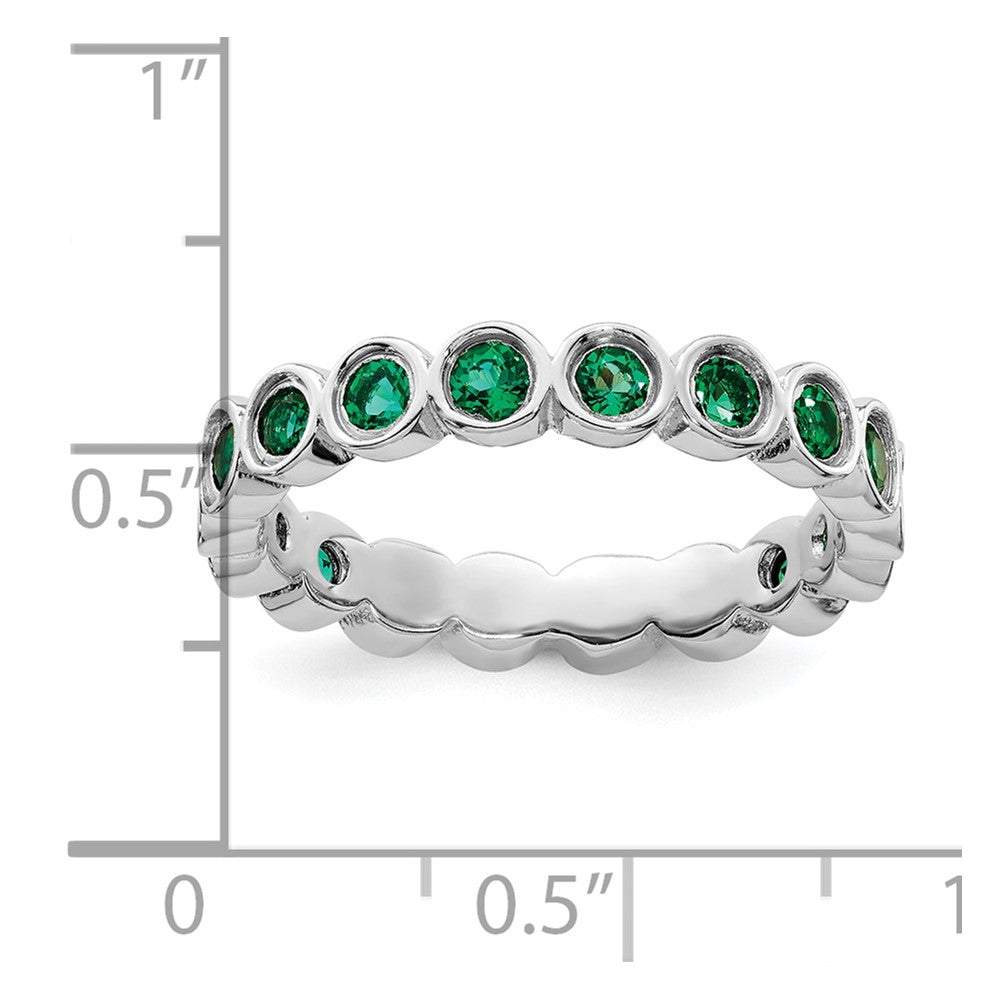 Sterling Silver Stackable Expressions Created Emerald Ring