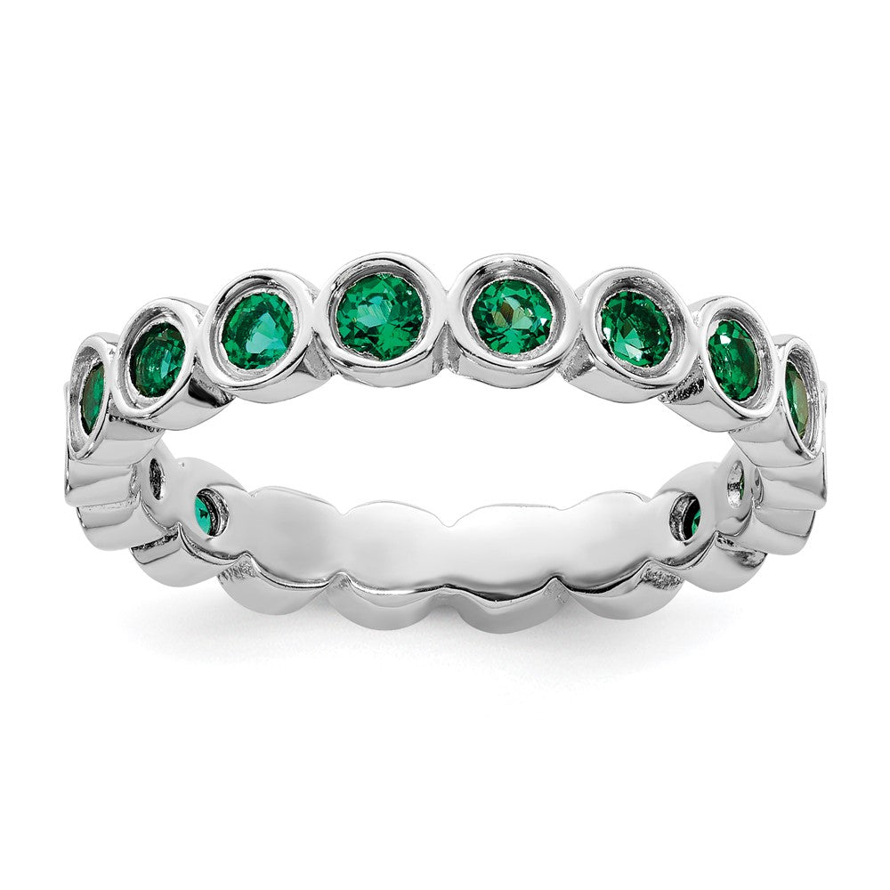 Sterling Silver Stackable Expressions Created Emerald Ring