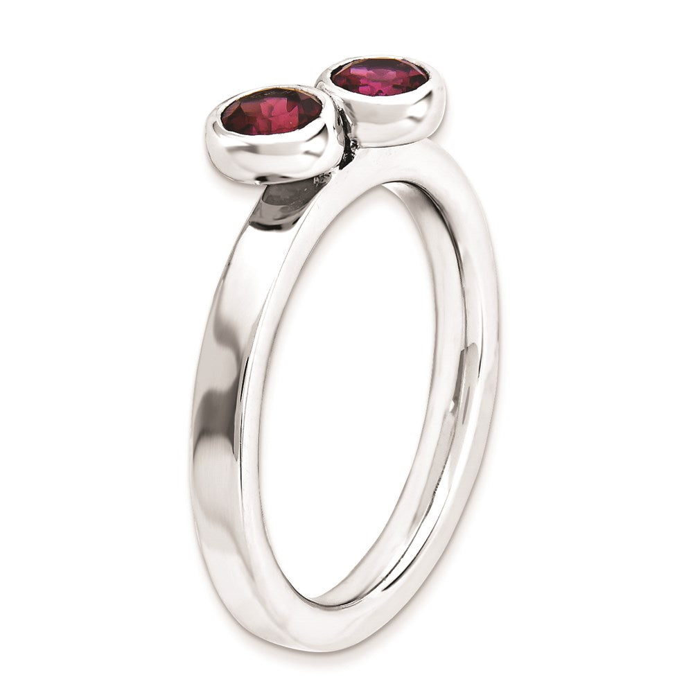 Sterling Silver Stackable Expressions Dbl Round Rhodolite Garnet Ring