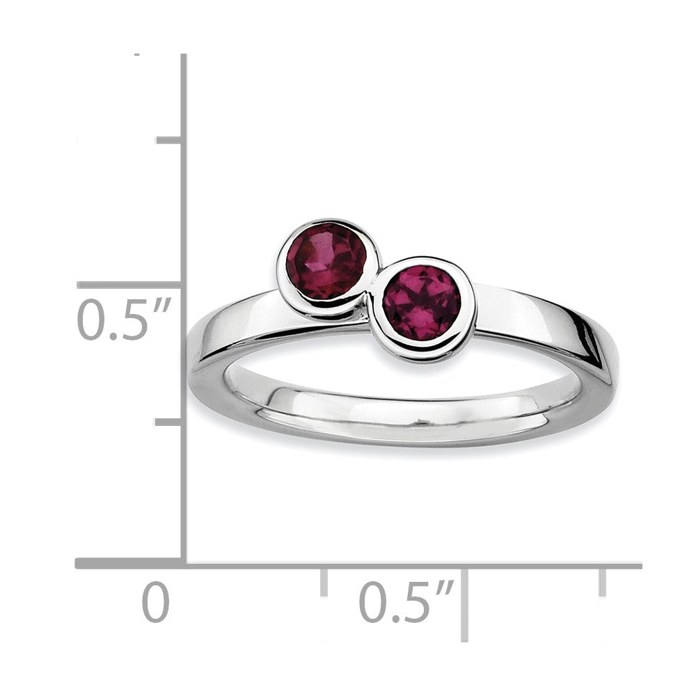 Sterling Silver Stackable Expressions Dbl Round Rhodolite Garnet Ring