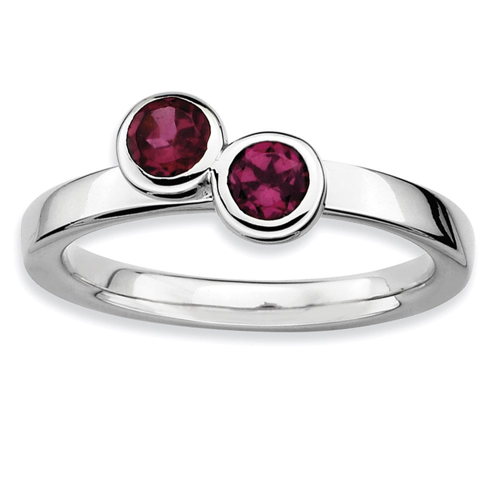 Sterling Silver Stackable Expressions Dbl Round Rhodolite Garnet Ring