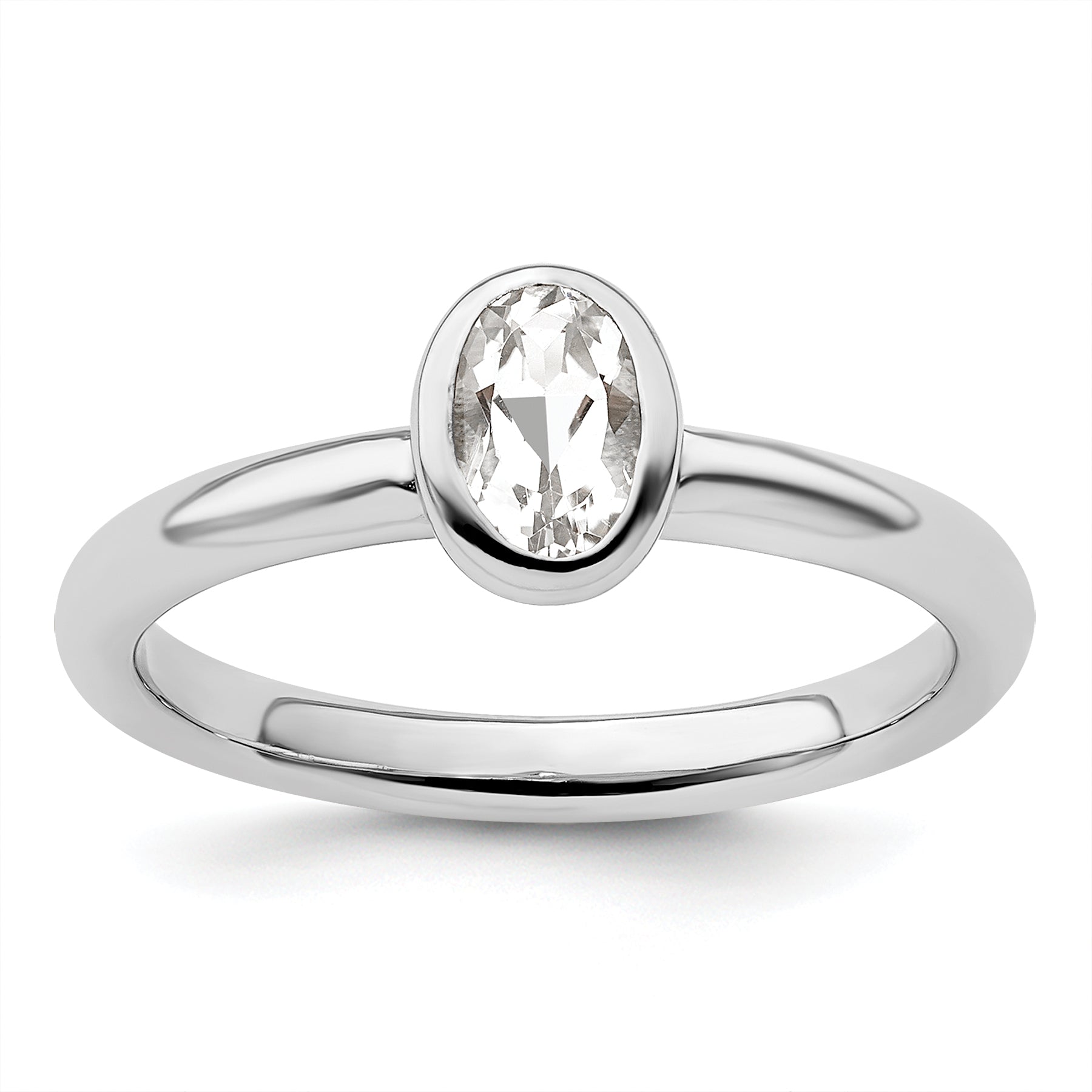 Sterling Silver Stackable Expressions Oval White Topaz Ring