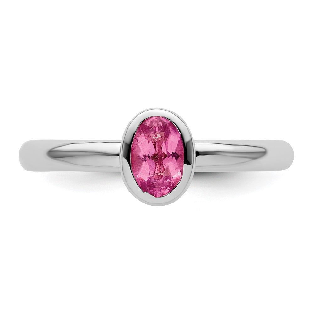 Sterling Silver Stackable Expressions Oval Pink Tourmaline Ring