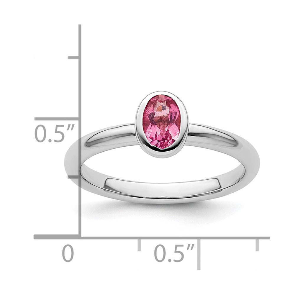 Sterling Silver Stackable Expressions Oval Pink Tourmaline Ring