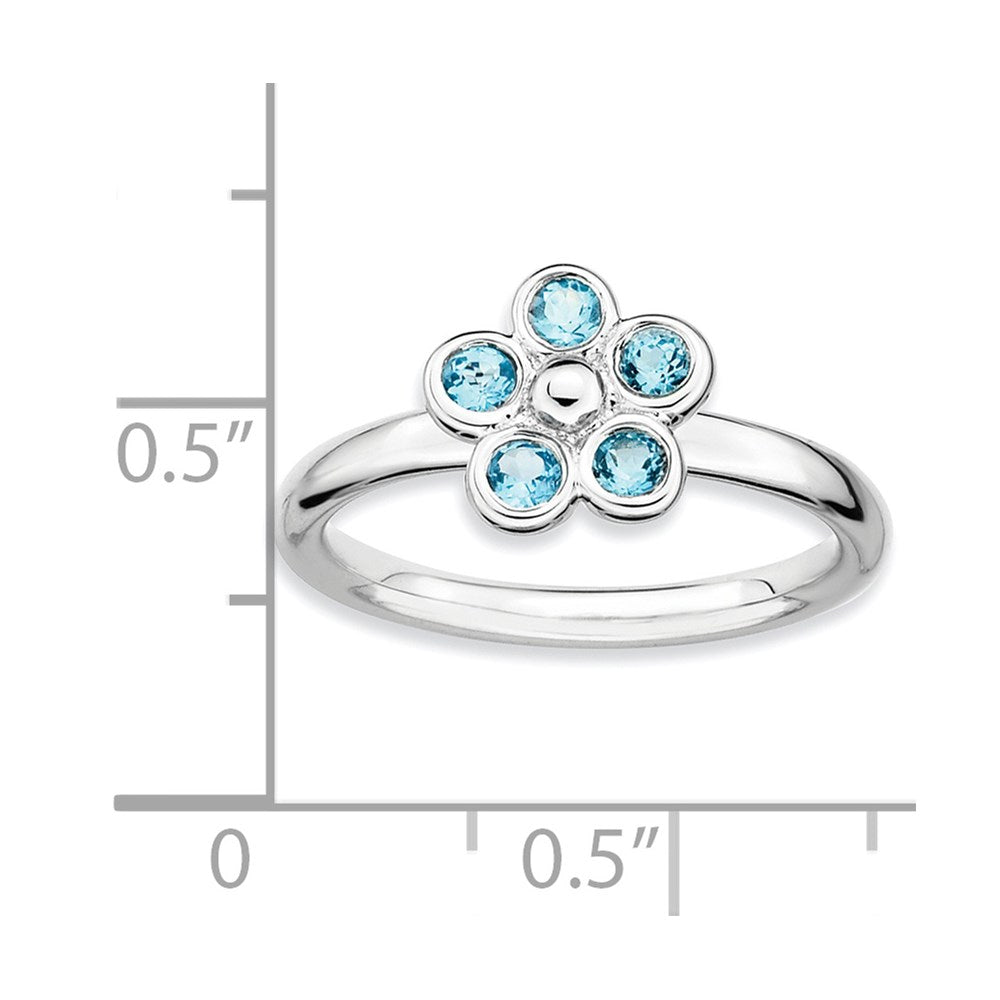 Sterling Silver Stackable Expressions Blue Topaz Flower Ring