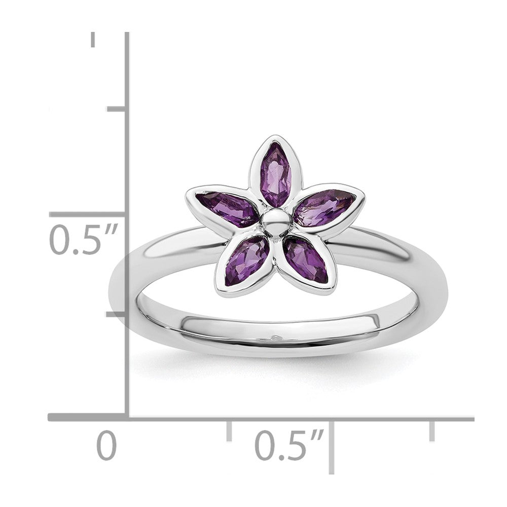 Sterling Silver Stackable Expressions Amethyst Flower Ring