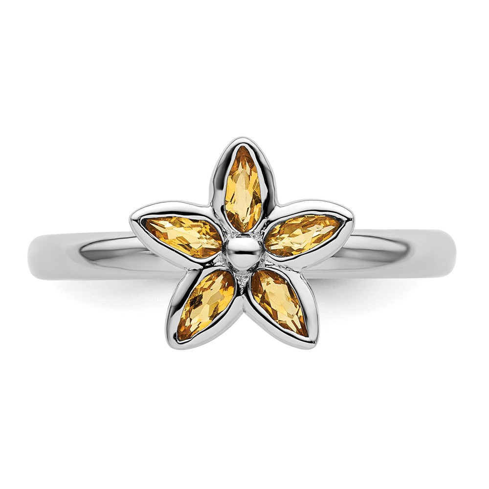 Sterling Silver Stackable Expressions Citrine Flower Ring