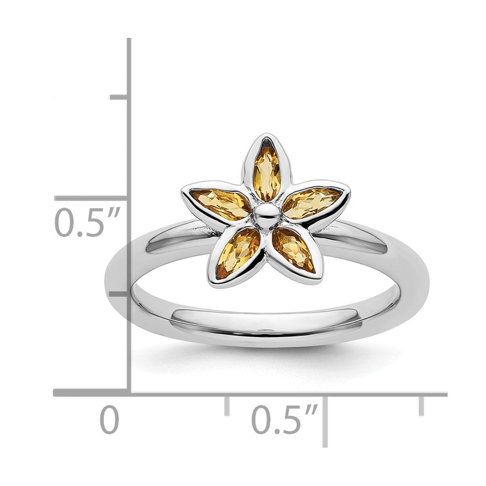 Sterling Silver Stackable Expressions Citrine Flower Ring