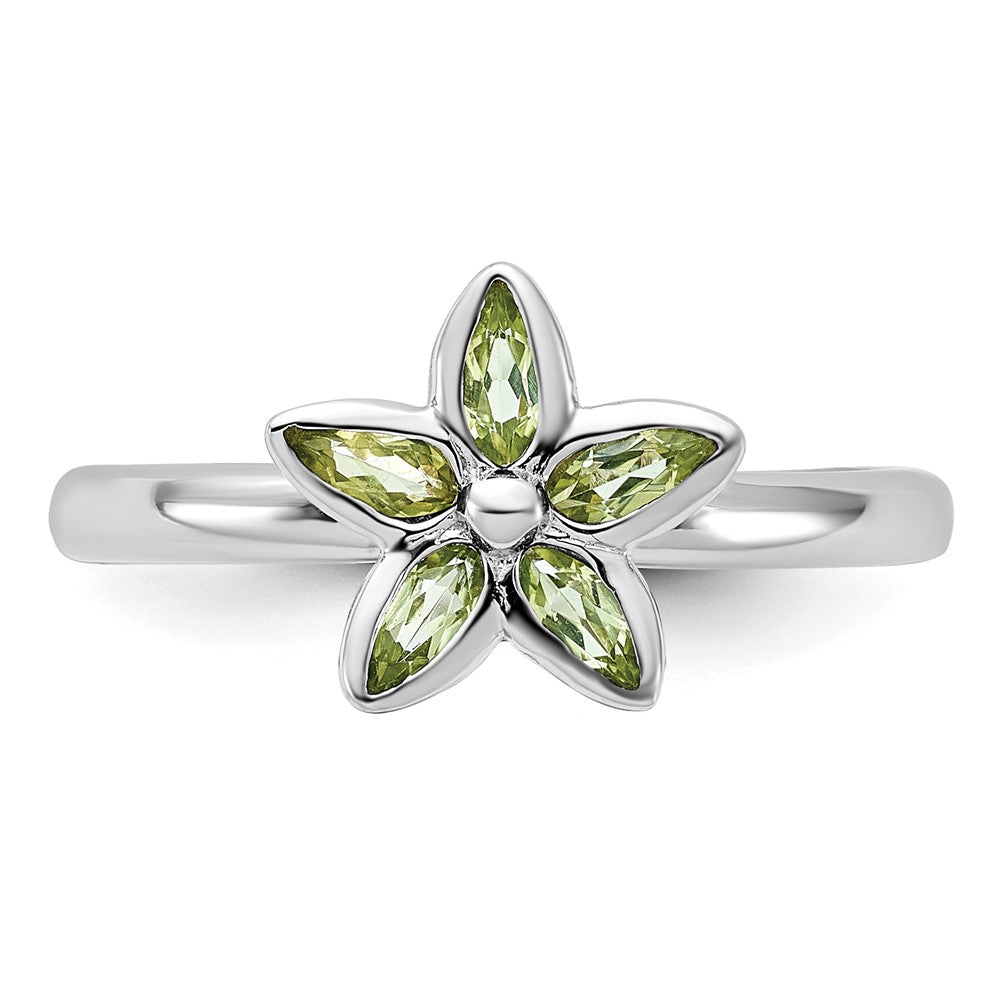 Sterling Silver Stackable Expressions Peridot Flower Ring