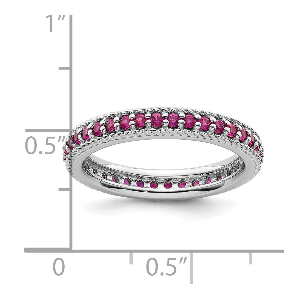 Sterling Silver Stackable Expressions Polished Created Ruby Eternity Ring