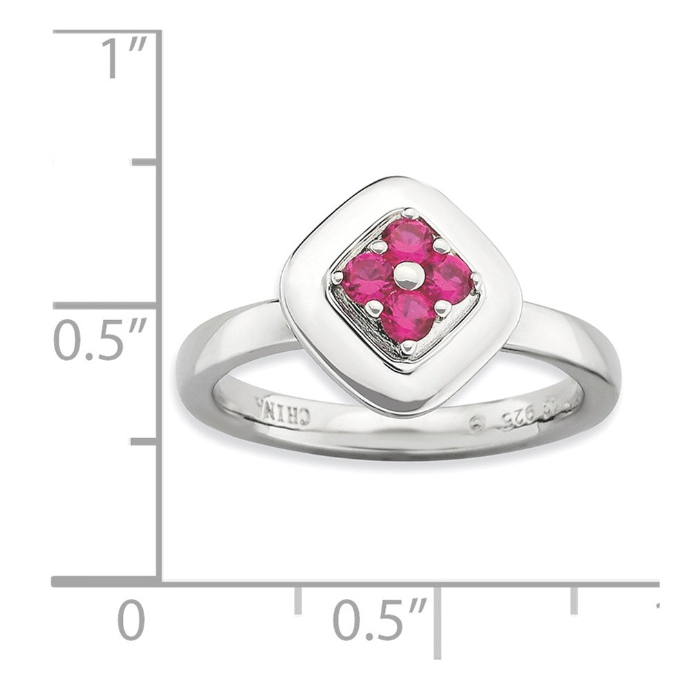 Sterling Silver Stackable Expressions Polished Created Ruby Ring