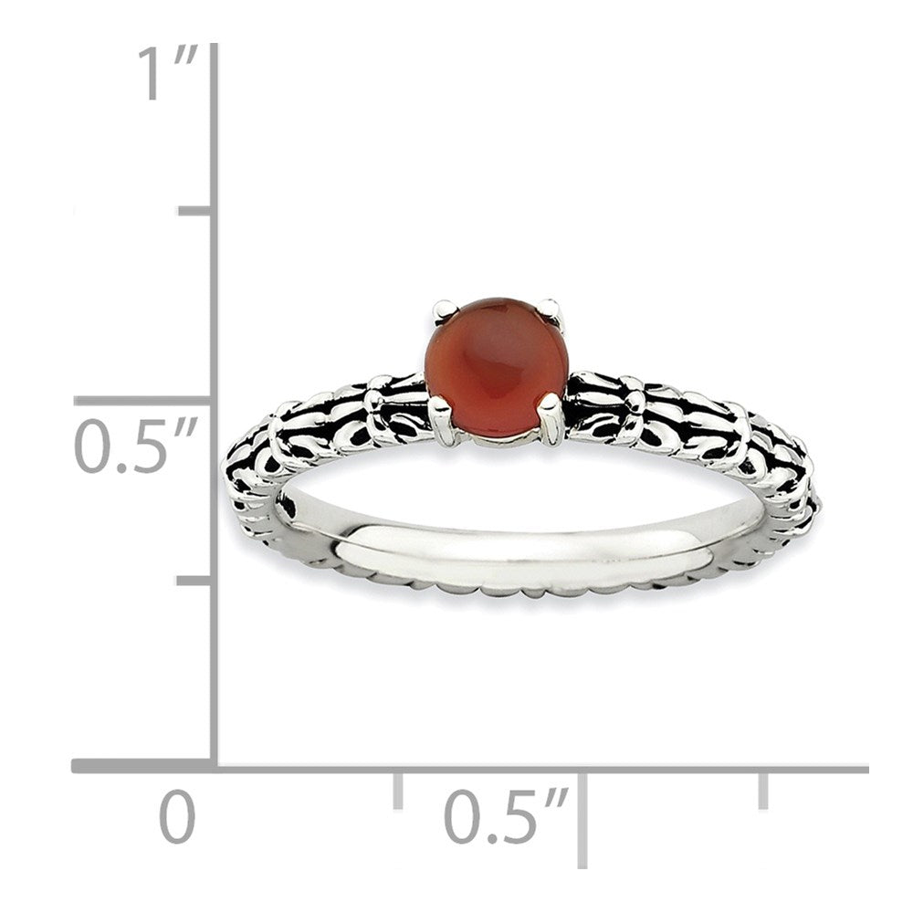 Sterling Silver Stackable Expressions Antiqued Red Agate Ring