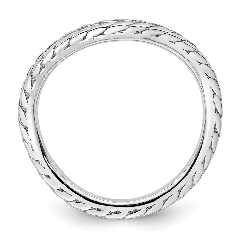 Sterling Silver Stackable Expressions Polished Rhodium-plated Wave Ring