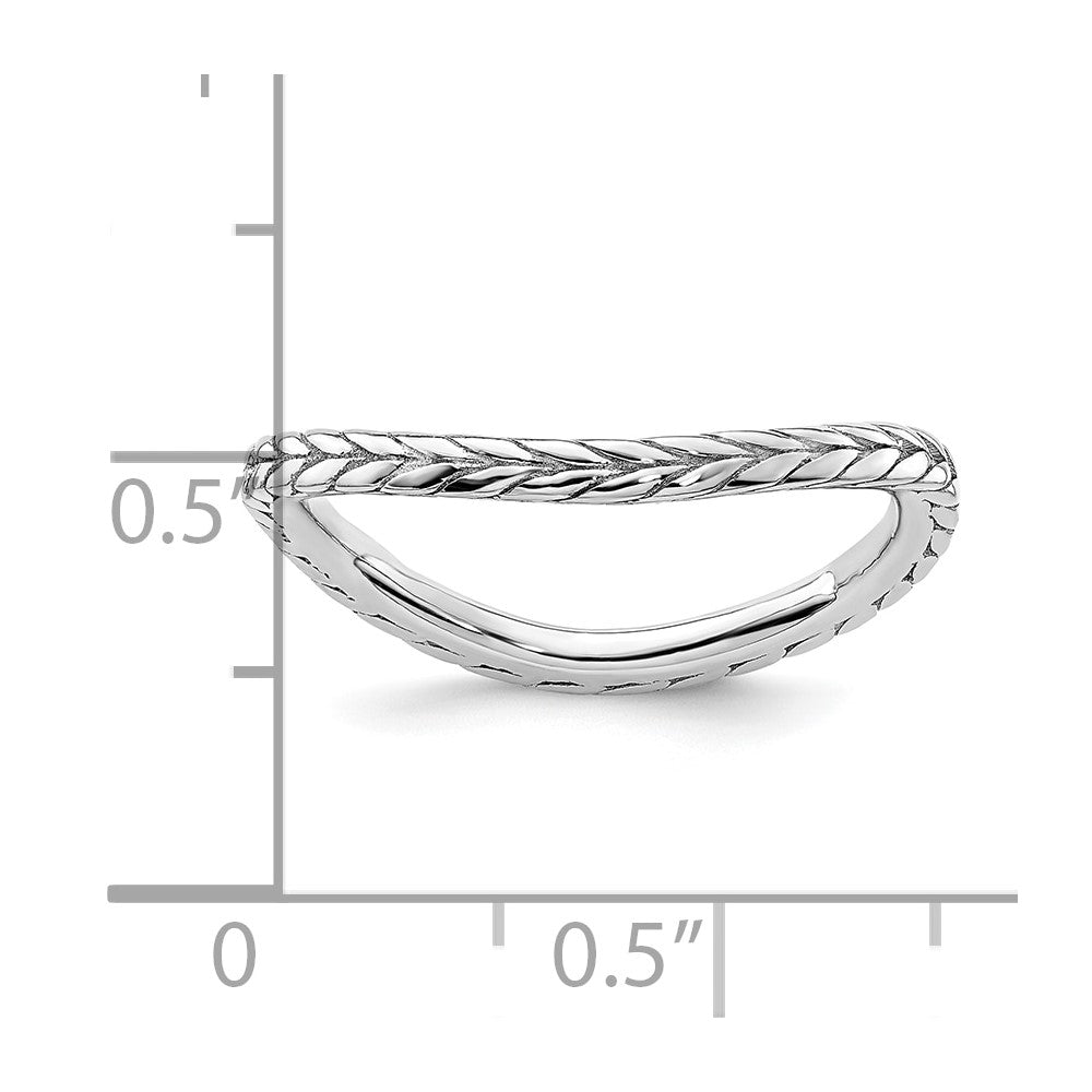 Sterling Silver Stackable Expressions Polished Rhodium-plated Wave Ring