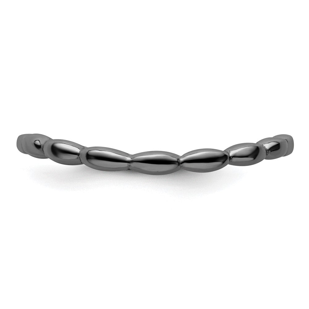 Sterling Silver Stackable Expressions Polished Black-plate Wave Ring