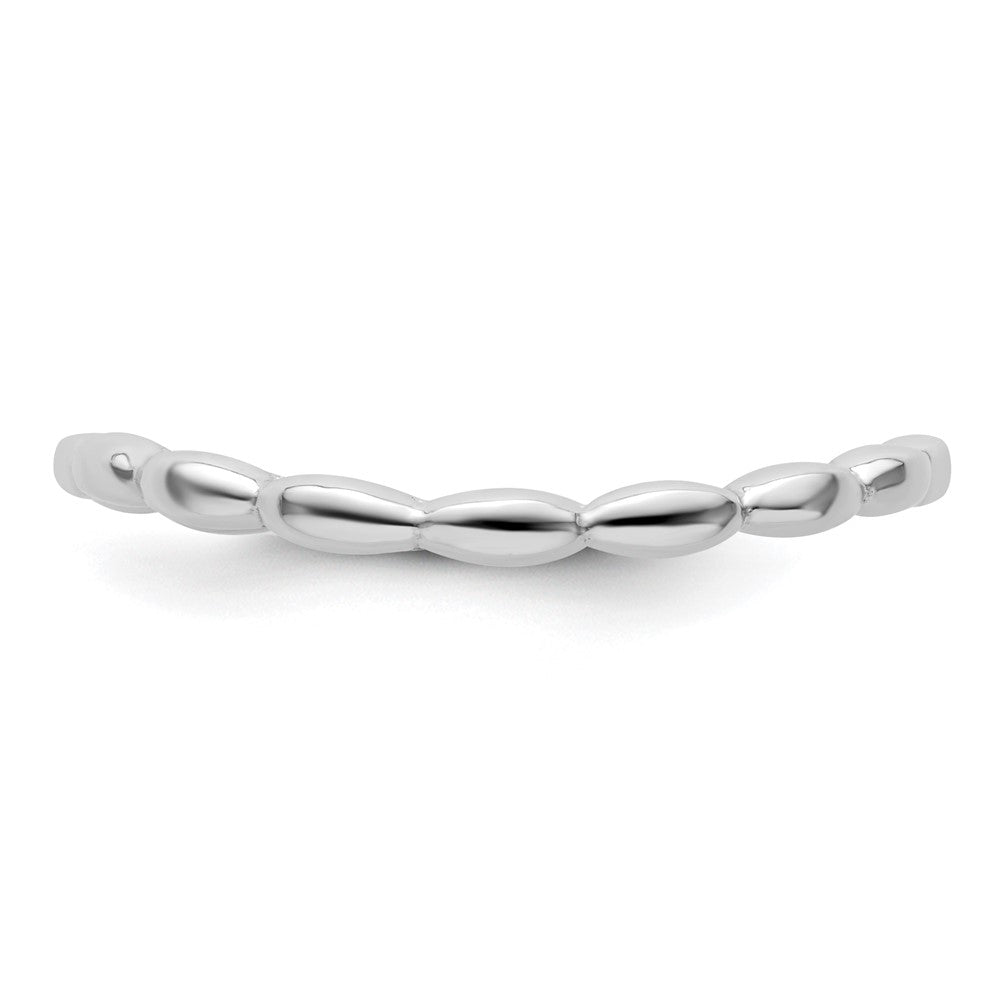 Sterling Silver Stackable Expressions Polished Rhodium-plate Wave Ring