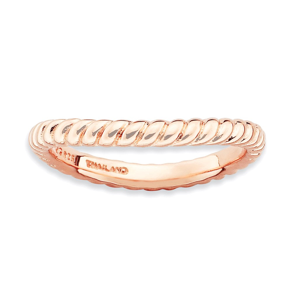 Sterling Silver Stackable Expressions Polished Pink-plate Wave Ring