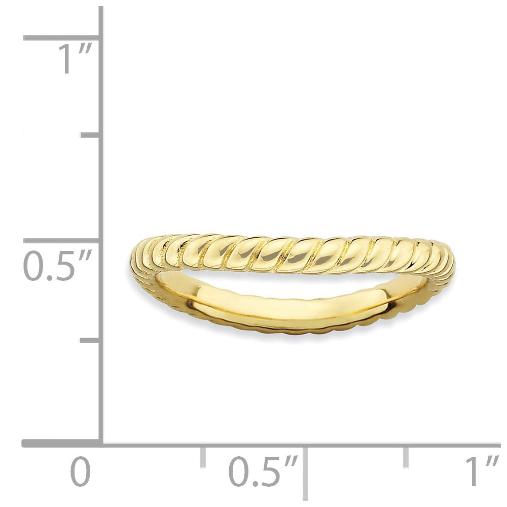 Sterling Silver Stackable Expressions Polished Gold-plate Wave Ring