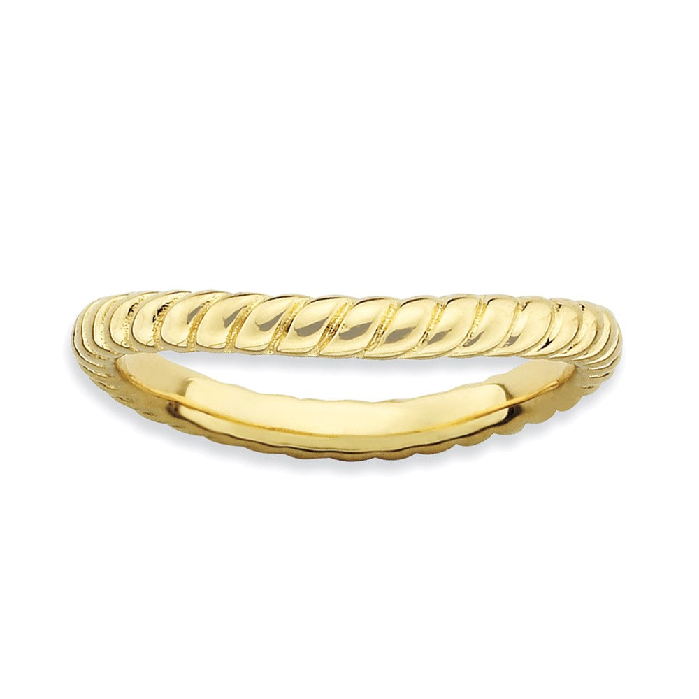 Sterling Silver Stackable Expressions Polished Gold-plate Wave Ring