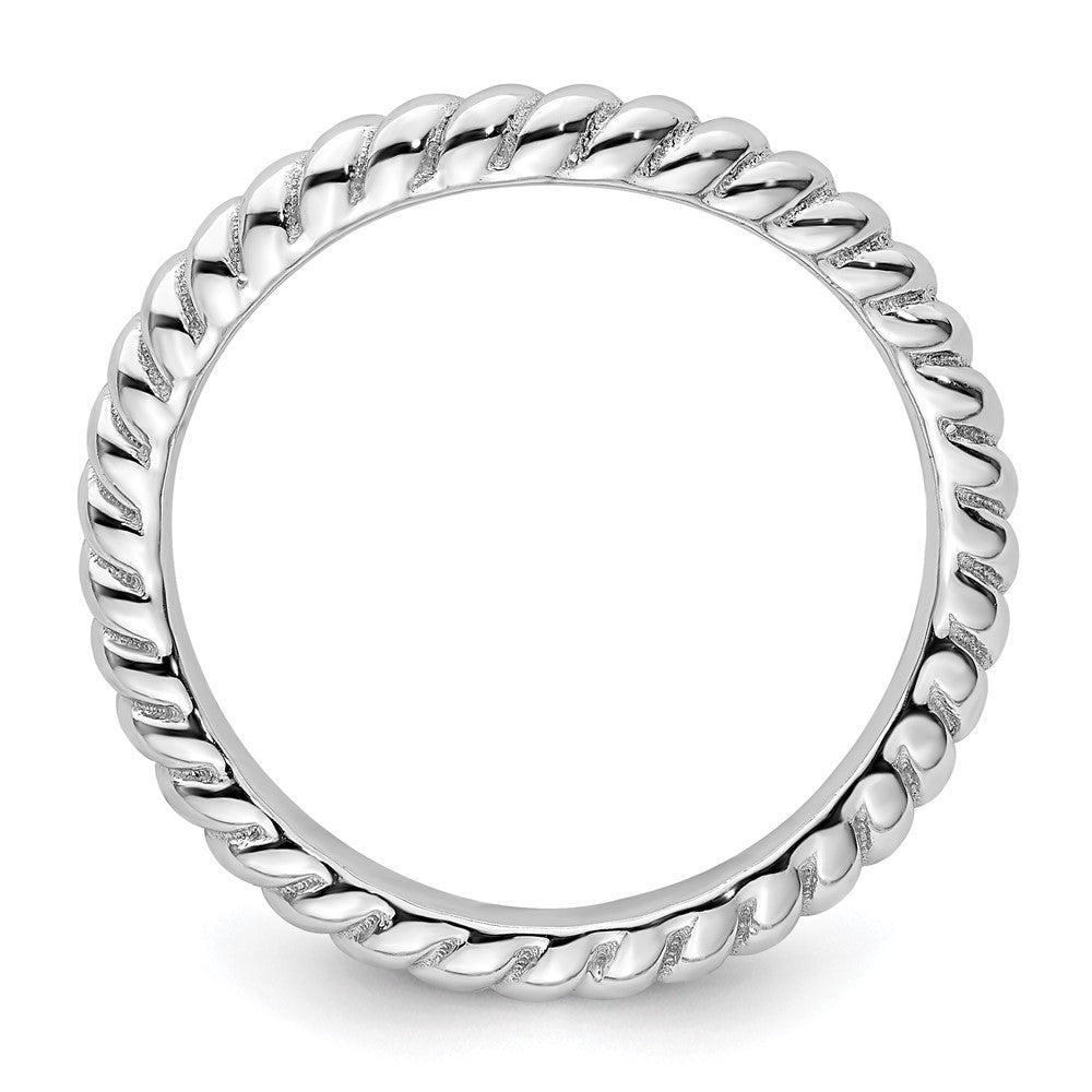 Sterling Silver Stackable Expressions Polished Rhodium-plate Wave Ring