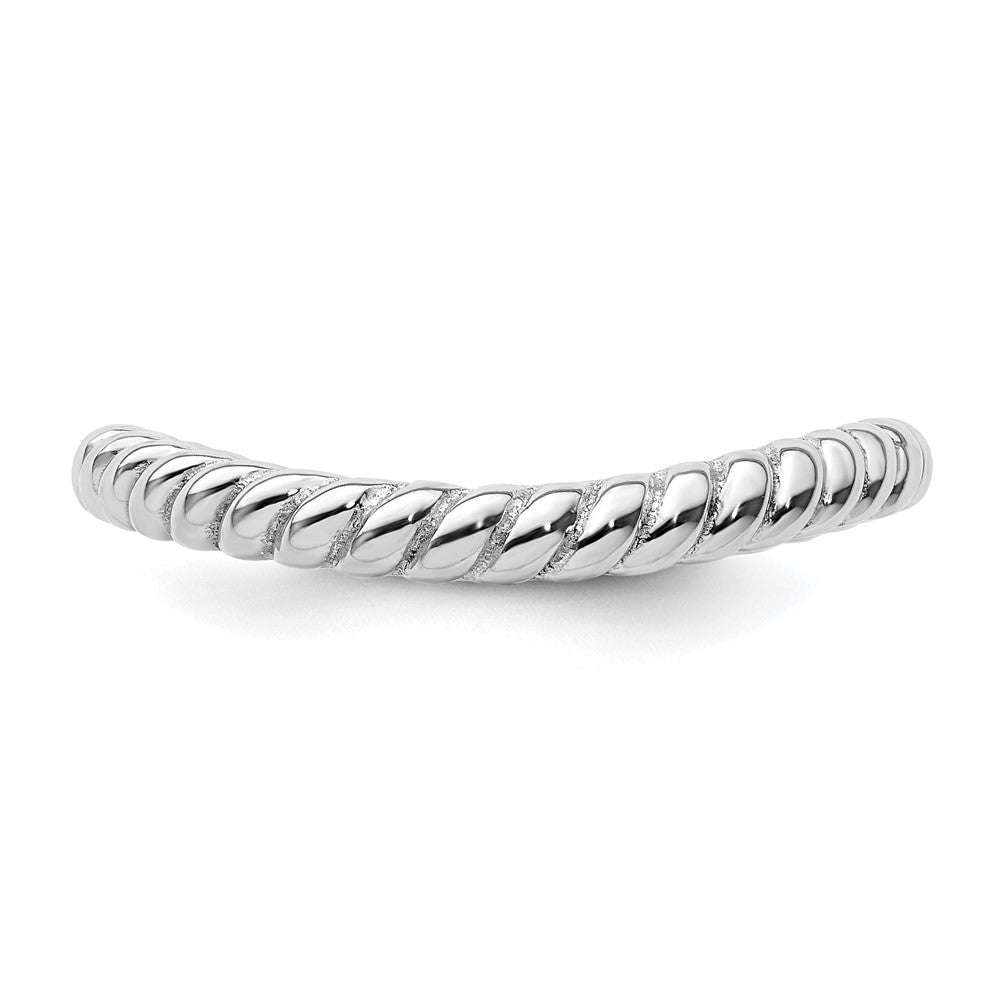 Sterling Silver Stackable Expressions Polished Rhodium-plate Wave Ring