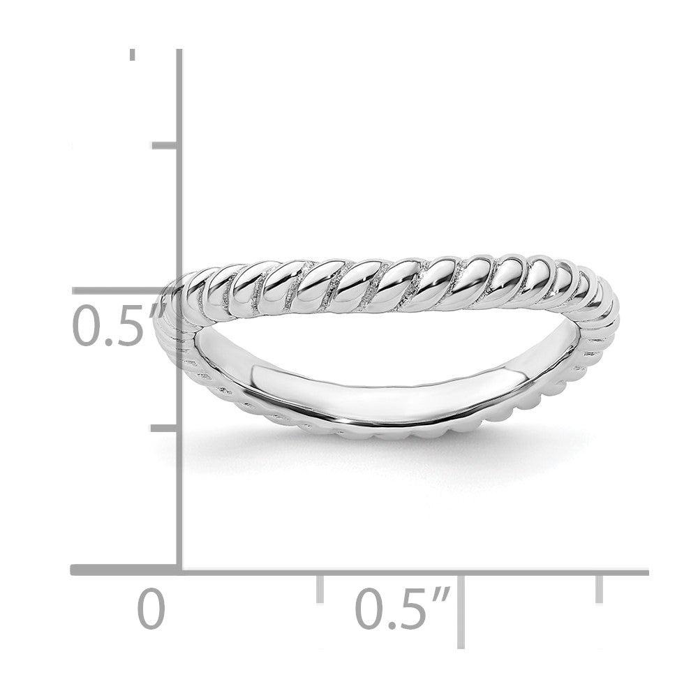 Sterling Silver Stackable Expressions Polished Rhodium-plate Wave Ring