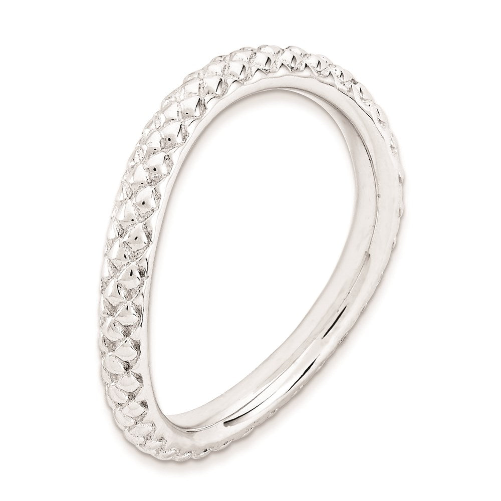 Sterling Silver Stackable Expressions Polished Rhodium-plate Wave Ring