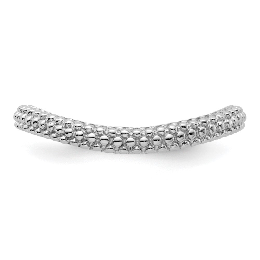 Sterling Silver Stackable Expressions Polished Rhodium-plated Wave Ring