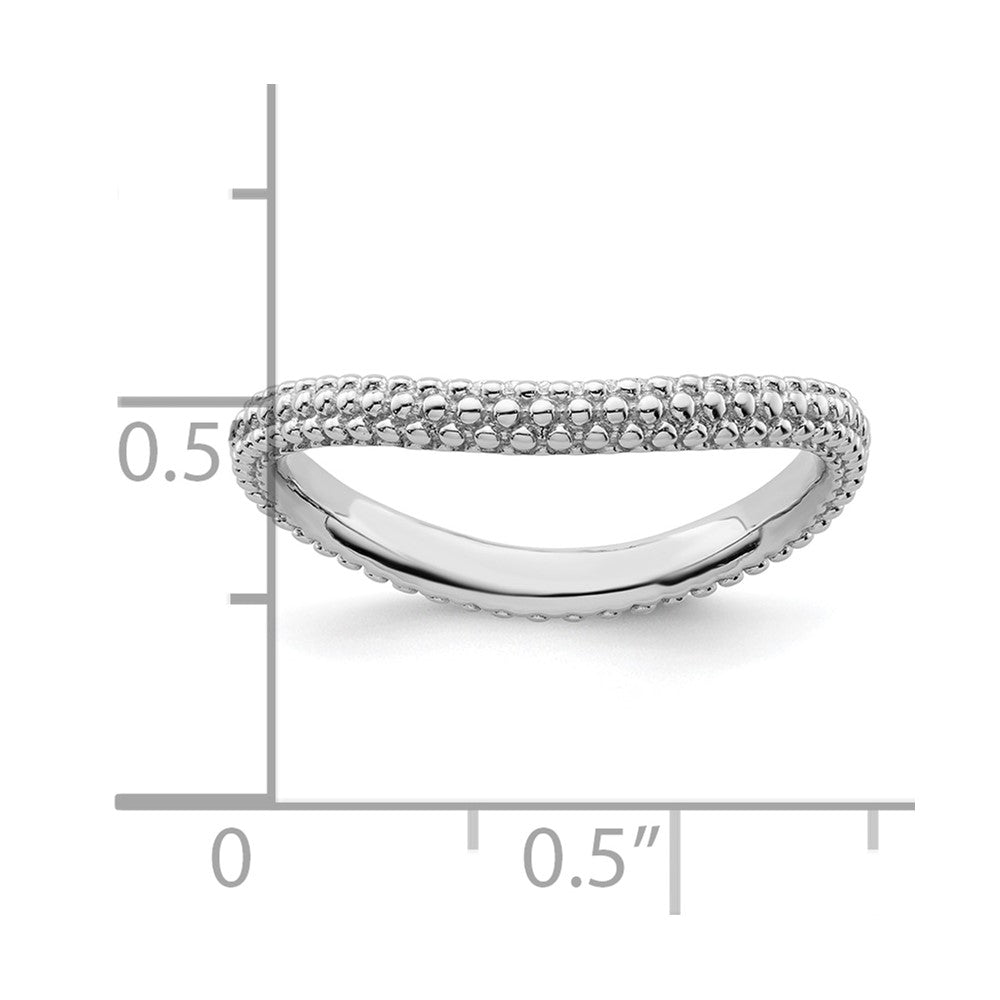 Sterling Silver Stackable Expressions Polished Rhodium-plated Wave Ring