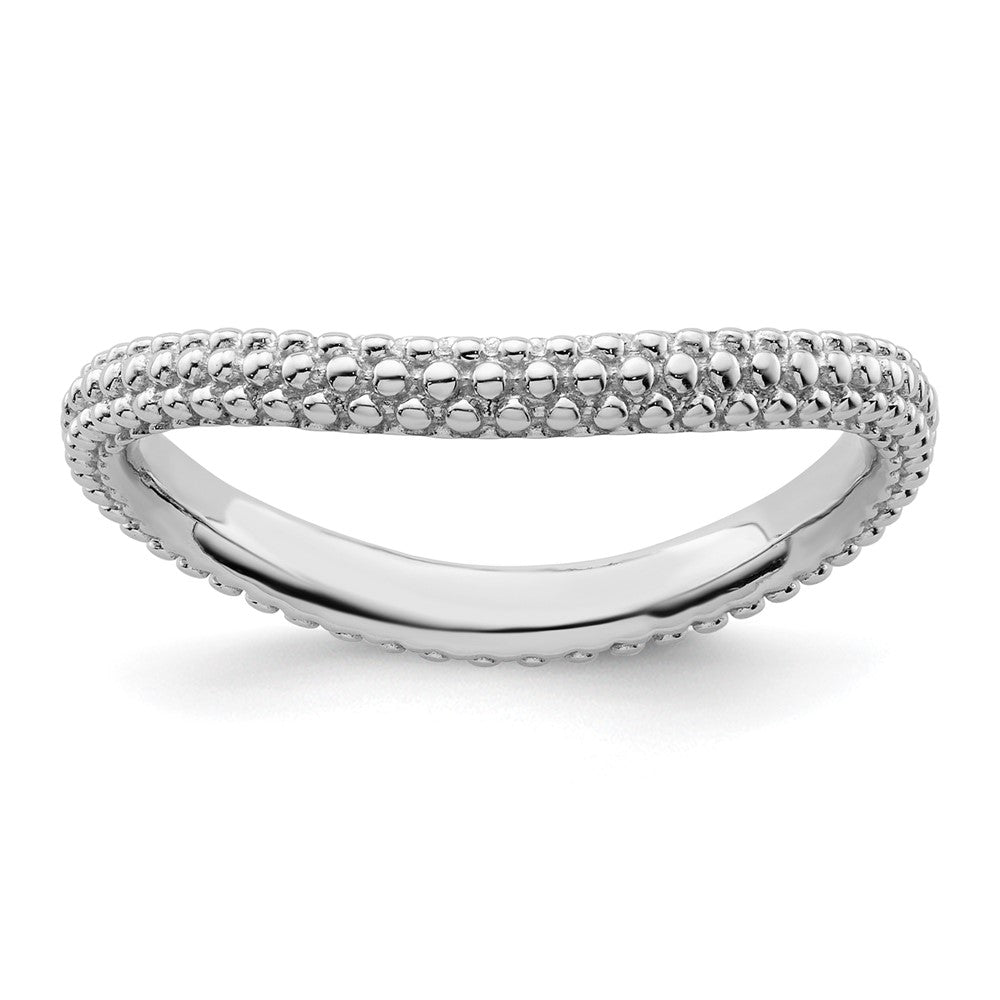 Sterling Silver Stackable Expressions Polished Rhodium-plated Wave Ring