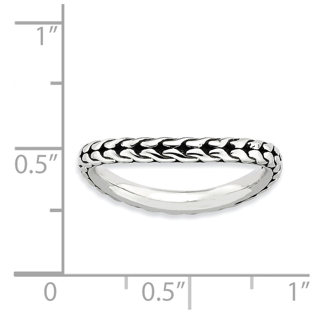 Sterling Silver Stackable Expressions Antiqued Wave Ring