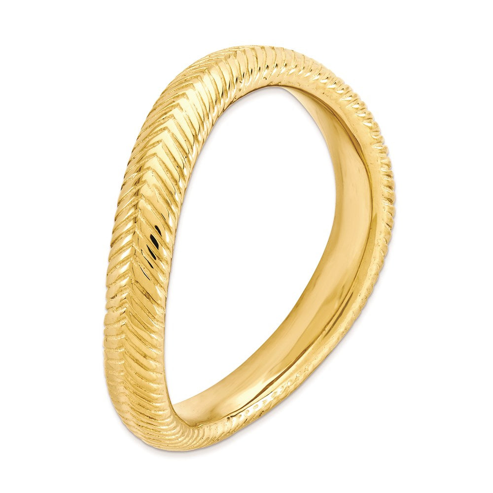 Sterling Silver Stackable Expressions Polished Gold-plate Wave Ring