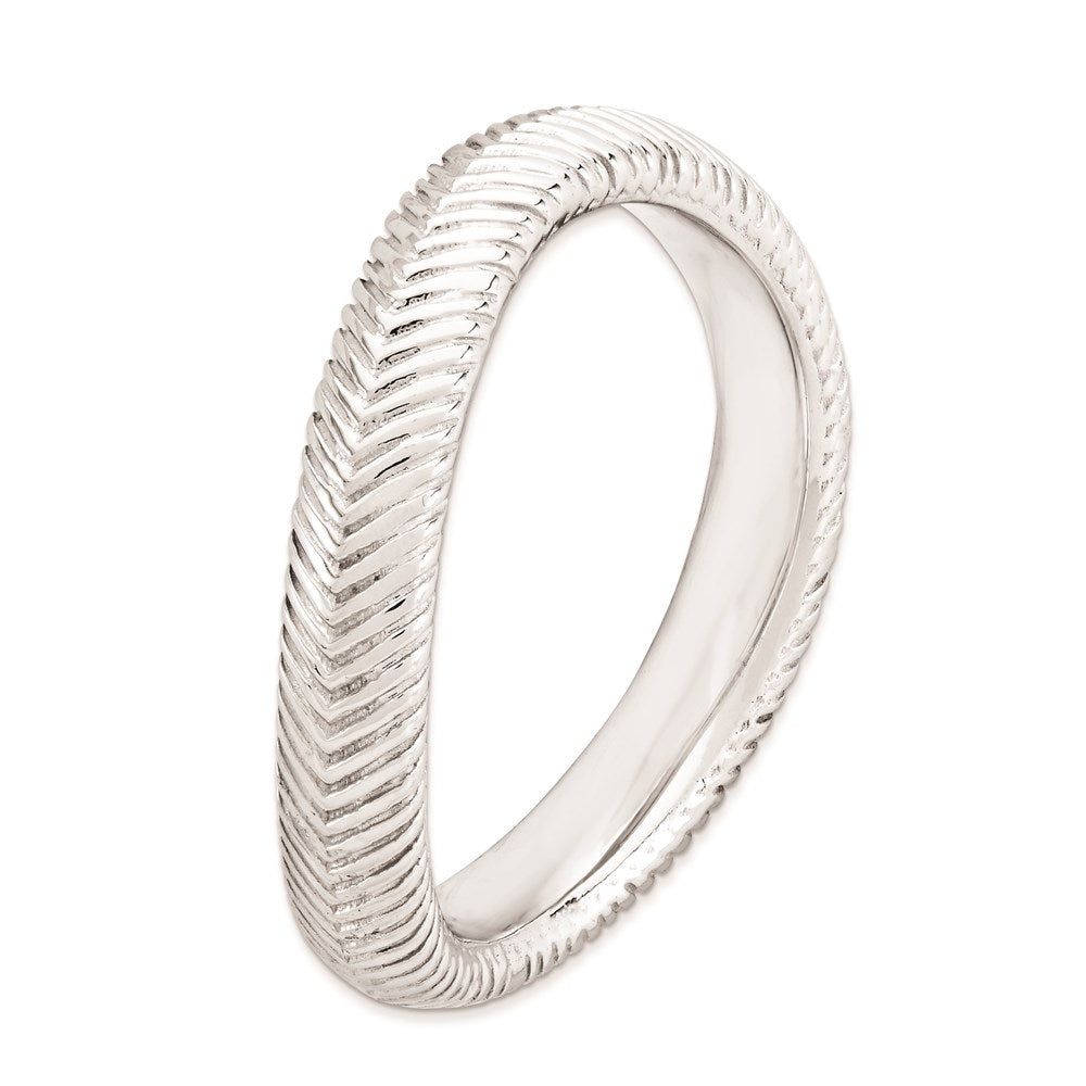 Sterling Silver Stackable Expressions Polished Rhodium-plate Wave Ring