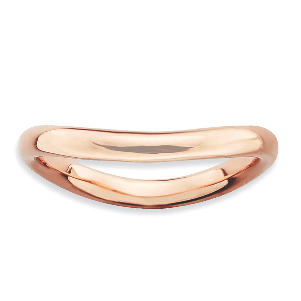 Sterling Silver Stackable Expressions Polished Pink-plate Wave Ring