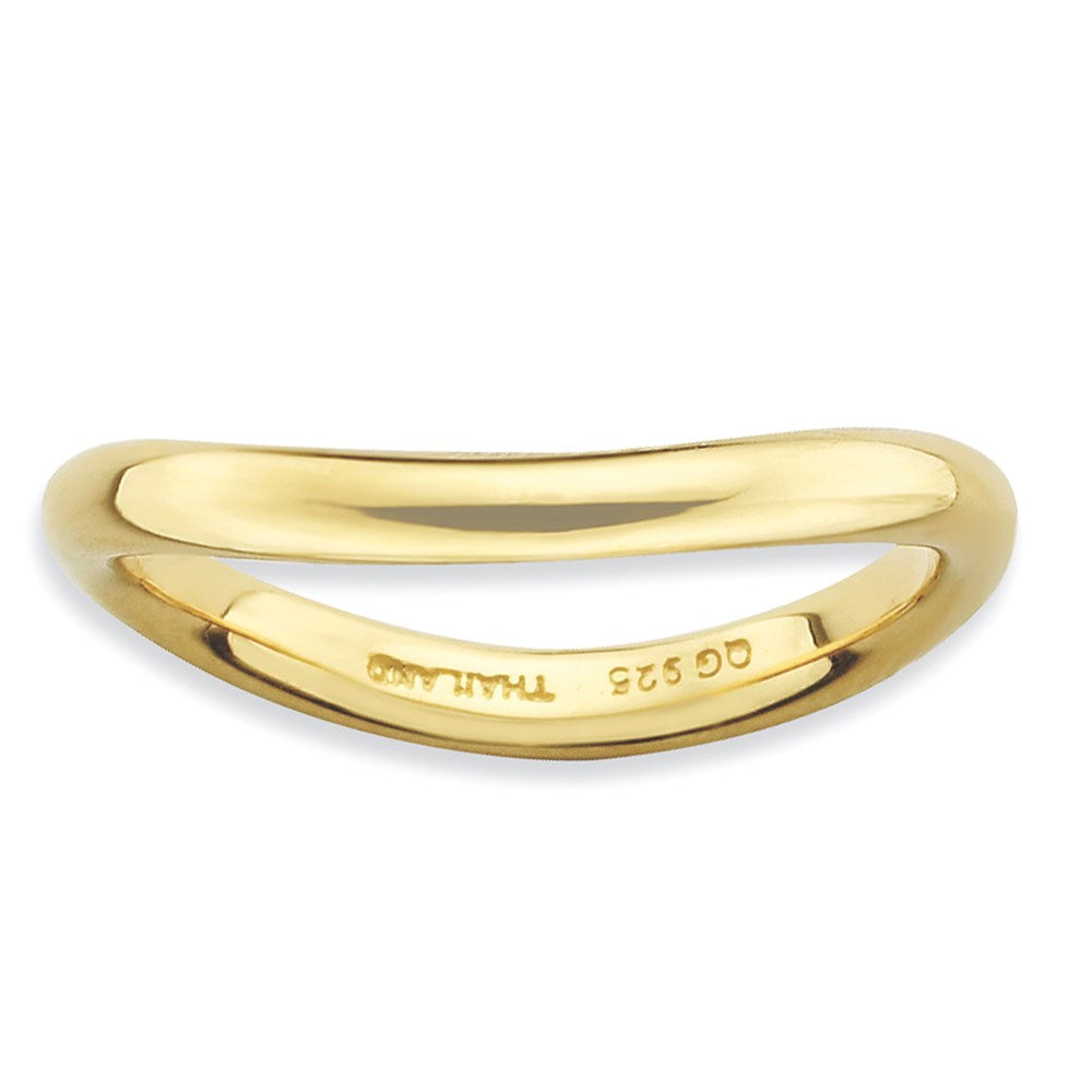 Sterling Silver Stackable Expressions Polished Gold-plate Wave Ring