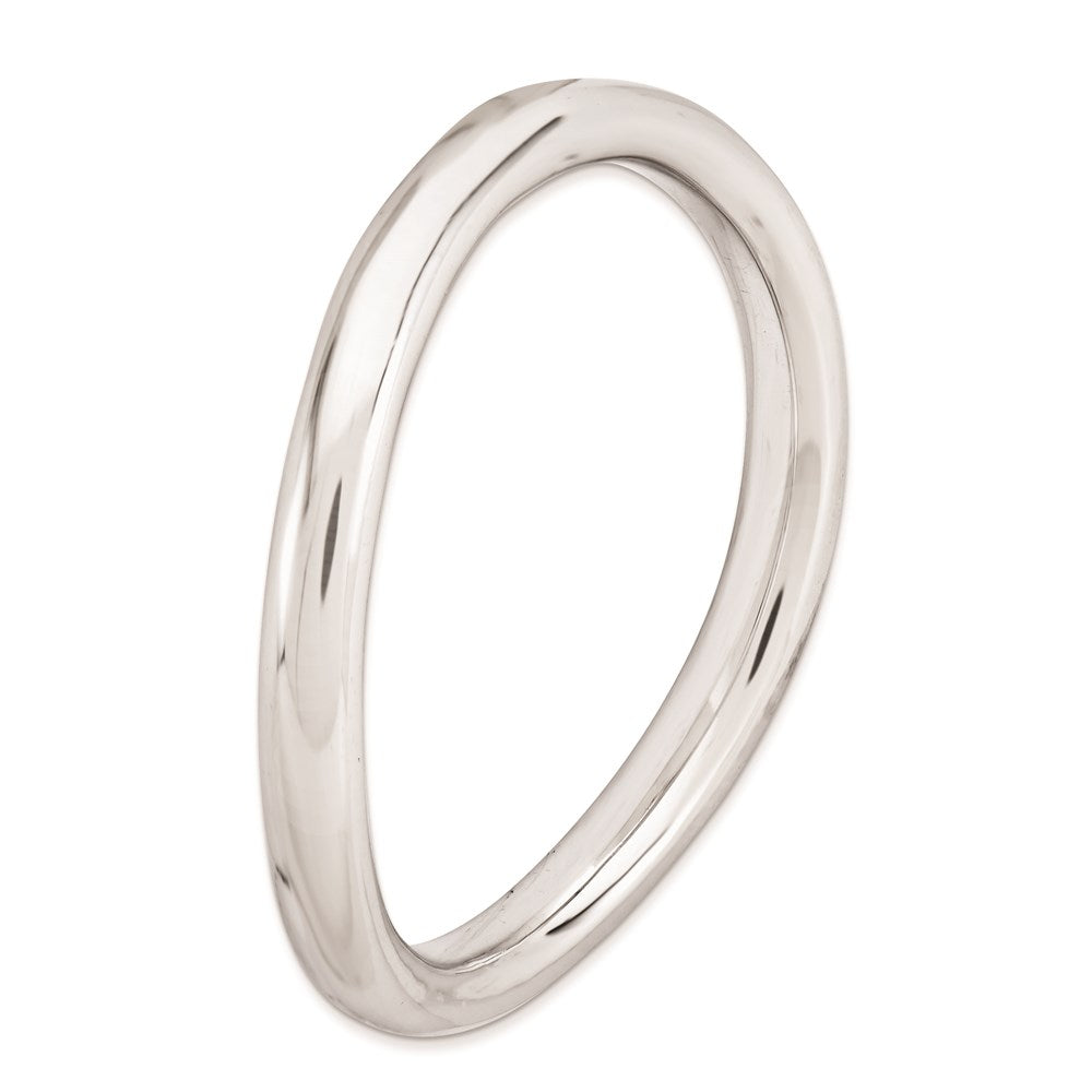 Sterling Silver Stackable Expressions Polished Rhodium-plate Wave Ring