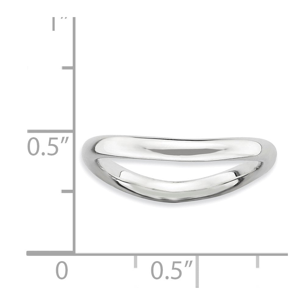 Sterling Silver Stackable Expressions Polished Rhodium-plate Wave Ring