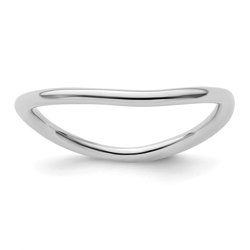 Sterling Silver Stackable Expressions Polished Rhodium-plate Wave Ring