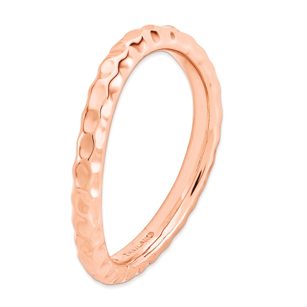 Sterling Silver Stackable Expressions Polished Pink-plate Wave Ring