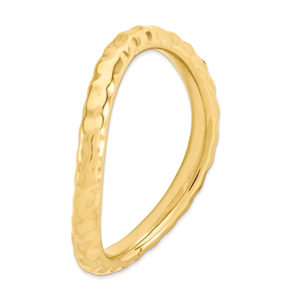 Sterling Silver Stackable Expressions Polished Gold-plate Wave Ring