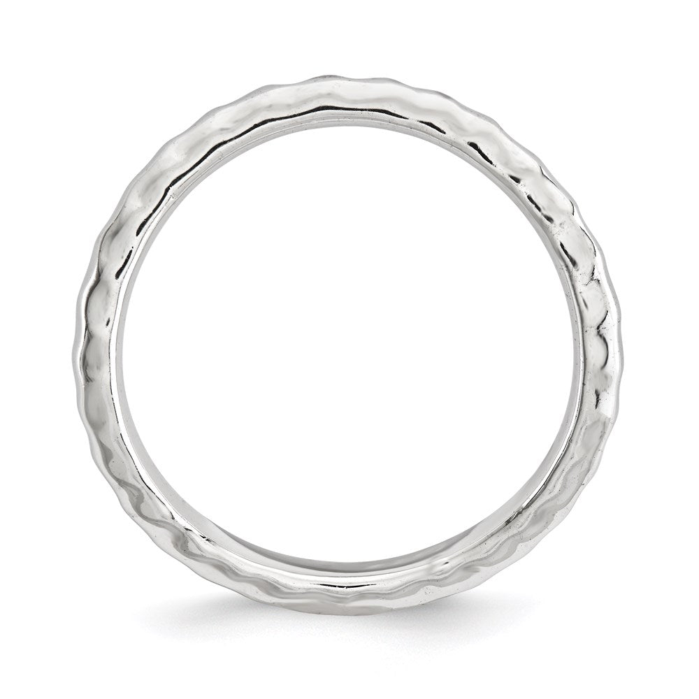 Sterling Silver Stackable Expressions Polished Rhodium-plate Wave Ring