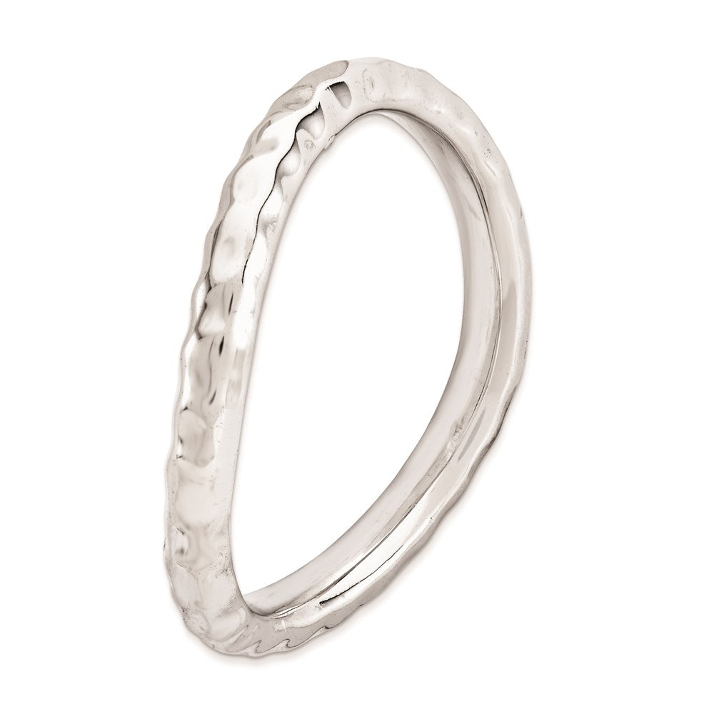 Sterling Silver Stackable Expressions Polished Rhodium-plate Wave Ring