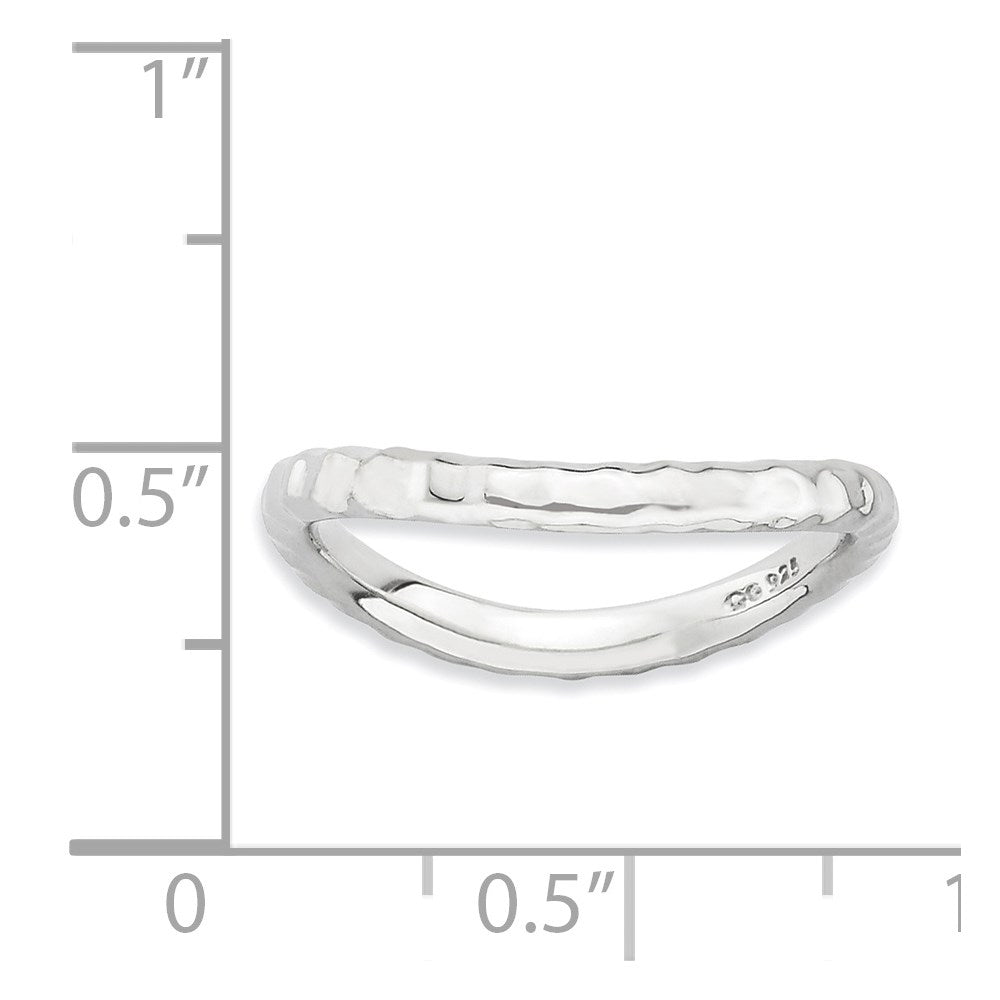 Sterling Silver Stackable Expressions Polished Rhodium-plate Wave Ring