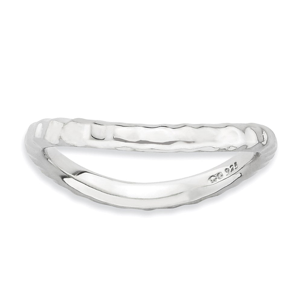 Sterling Silver Stackable Expressions Polished Rhodium-plate Wave Ring